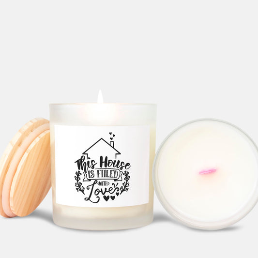 This House Is Filled With Love Decorative Pink Wick Candle  – Elegant Home Décor and Heartfelt Gift for Family, Friends, and Housewarming