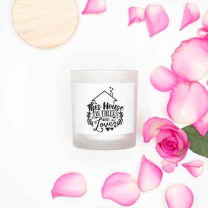 This House Is Filled With Love Decorative Pink Wick Candle  – Elegant Home Décor and Heartfelt Gift for Family, Friends, and Housewarming