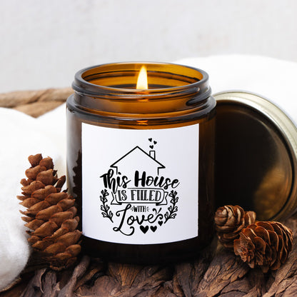 This House Is Filled With Love Decorative Amber Jar Candle – Elegant Home Décor and Heartfelt Gift for Family, Friends, and Housewarming