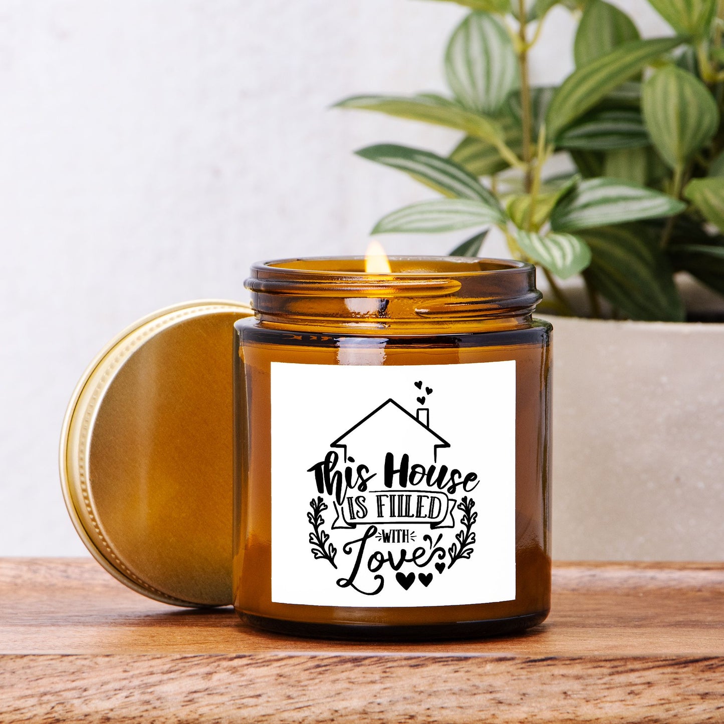 This House Is Filled With Love Decorative Amber Jar Candle – Elegant Home Décor and Heartfelt Gift for Family, Friends, and Housewarming