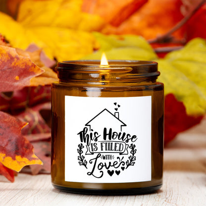 This House Is Filled With Love Decorative Amber Jar Candle – Elegant Home Décor and Heartfelt Gift for Family, Friends, and Housewarming